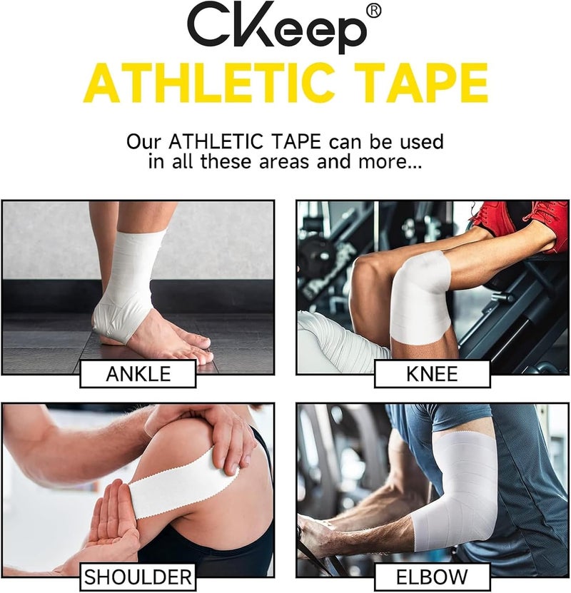 Ckeep Athletic Tape,4 Pack White Sports Tape, Very Sturdy No Glue Residue,Wrist Ankle Tape for Muscle,Climbing,Boxing,Athletes,Baseball Bats,Strains,Sprains,Injuries（1.5 Inches） - Image 3